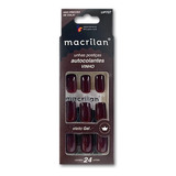 Kit Unhas Postiças Autocolantes Vinho Efeito Gel Macrilan