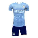 Kit Uniforme Haaland Time Manchester City Camisa E Shorts