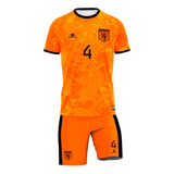 Kit Uniforme Holanda Van Dijk Camisa Shorts