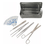 Kit Universitário Anatômica Dissecação Estojo Inox 6 Pçs