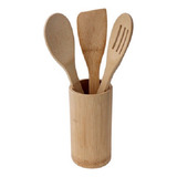 Kit Utensilios 3pcs Bambu Para Cozinha Thalheres