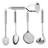 Kit Utensílios 5 Peças Aço Inox