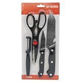 Kit Utensílios Acessórios De Cozinha Prático 4 Peças Tesoura Facas Descascador 1Care