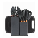 Kit Utensílios Conjunto 19 Peças Silicone Cozinha Tabua Faca