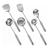 Kit Utensílios Conjuntos Para Cozinha 6pçs Aço Inox Concha