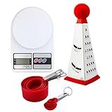 Kit Utensílios Cozinha 10 Peças Ralador 3 Faces Balança Digital Kit Medidor 8 Peças 2 5ml Até 236ml