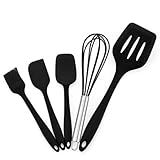 Kit Utensilios Cozinha 5 Peças Jogo De Silicone Tamanho Grande Resistente Pincel Fue Espátula Colher Fouet Resistente Ao Calor Seguro E Macio Prático Durável Sortido 