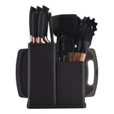 Kit Utensilios Cozinha Escumadeira Facas Tabua 19 Silicone