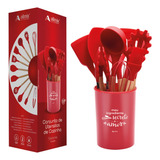 Kit Utensílios Cozinha Linha Silicone Premium Resistente 12u