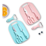 Kit Utensílios De Cozinha 4 Peças Em Aço Inox Faca E Tabua