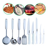 Kit Utensílios De Cozinha Completo 9 Peças Em Aço Inox