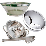 Kit Utensílios Escorredor Macarrão Arroz Peneira Grande 4 Pç