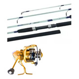 Kit Vara 2 70m Maciça Molinete Fb 6000 Pesca Pesado Cmik