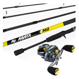 Kit Vara Carretilha Agatagold 1 80m Carretilha M21gold Esq