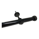 Kit Varão Completo Simples 2 Metros 19mm Branco Para Cortina Cor Preto