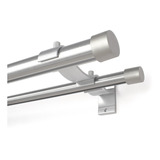 Kit Varão Duplo Deslizante Wave 28 19mm 2 Metros Alumínio