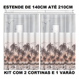 Kit Varão Porta Cortina Banheiro Universal 02 Box Coqueiros