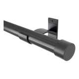 Kit Varão Simples Para Cortina Grosso 28mm 1 70m Alumínio Cor Preto Fosco