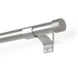 Kit Varão Varão Aluminio Grosso Bella Arte Para Cortina Simples Cromado 28mm 1 50m Alumínio Cor Aço Escovado