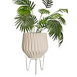 Kit Vaso Planta Polietileno Origami Com Suporte Ferro 20cm Branco