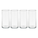 Kit Vaso Tubo Vidro Cilíndrico 21cm Transparente Decoração