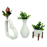 Kit Vasos Decorativo Flor Artificial Sala