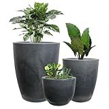 Kit Vasos Polietileno Para Plantas Decorativo Liso Jardim Casa Sala Grafite 