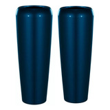 Kit Vasos Vietnamita Fibra Vidro Plantas Sala Taça 80cm Azul