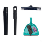 Kit Vassoura Pelo 60cm Com Cabo 1 20mt Pá De Mão Noviça