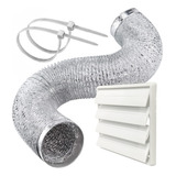 Kit Ventilação Duto Flexível Ar 100mm 4 Pol 50cm Para Coifas