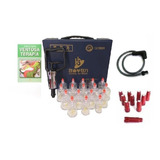 Kit Ventosas Acupuntura 17 Copos Livro Pinos Mangueira