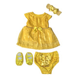 Kit Vestido 3 Peças Roupa Bebe Recém Nascido Completo