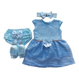 Kit Vestido 3 Peças Roupa Bebe Recém Nascido Completo