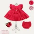 Kit Vestido Liso Bebê C/ Calcinha E Sapatinho Menina Tam P