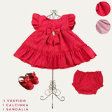 Kit Vestido Liso Bebe