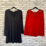 Kit Vestido Manga Longa No Comment + Blusa Coral Tamanho M