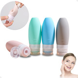 Kit Viagem 4 Frascos Silicone Pote 90ml Porta Creme Shampoo