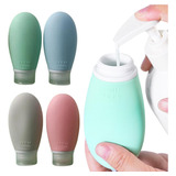 Kit Viagem 4 Frascos Silicone Pote 90ml Porta Creme Shampoo