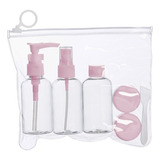 Kit Viagem 6 Peças Frascos Shampoo Creme Cond Alcool Gel Cor Rosa