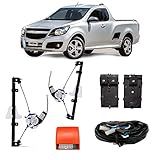 Kit Vidro Elétrico Com Antiesmagamento Gm Chevrolet Nova Montana 2017-2020 Moldura Original Tragial