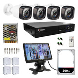 Kit Vigilância Completo 4 Câmera Infra Com Dvr 4ch Monitor