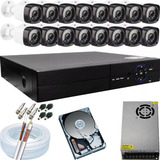 Kit Vigilância Dvr 16ch 16 Câmeras Infra 1080p Hd 3tb
