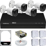 Kit Vigilância Intelbras 4 Cameras Infra Dvr 1204 4 Canais