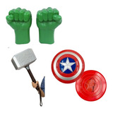 Kit Vingadores Luvas Hulk Martelo Thor