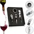 Kit Vinho 4 Peças Aço Inox Vbs Brasil Abridor Garrafa Manual Tipo Saca Rolhas Bico Dosador Tampa Anel