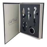 Kit Vinho Abridor Saca Rolhas Dosador Tampa Livro 05 Peças