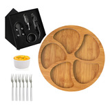 Kit Vinho E Queijo Garfo Peças Molheira E Petisqueira