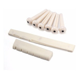 Kit Violão Aço 6 Pinos Nut Pestana E Rastilho Branco 5 Kits
