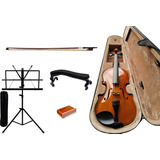 Kit Violino 3 4 Ou 4 4 Arco Breu Case Espaleira Estante