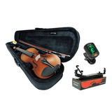 Kit Violino 4 4 Arco Breu Case Espaleira Afinador E Case